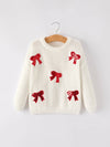 Bow Sequins Sweater in Ivory