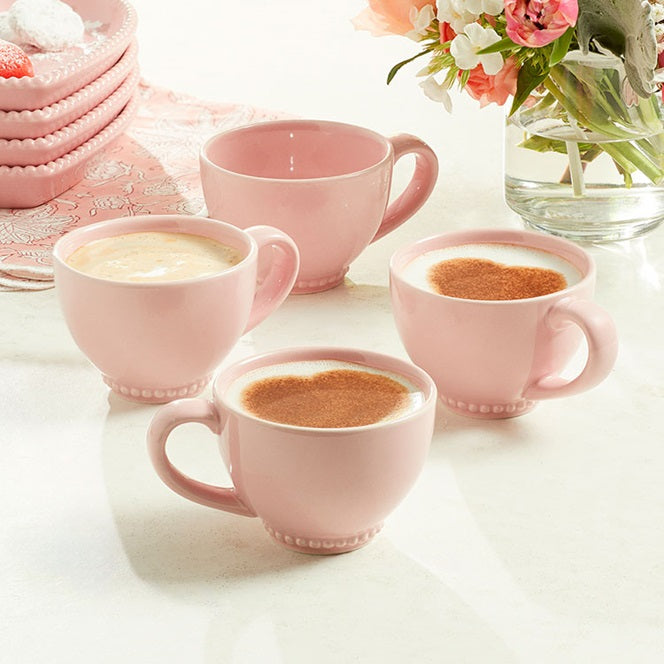 (4) Marbella Petite Coffee Mugs & (4) Heart Appetizer Plates.