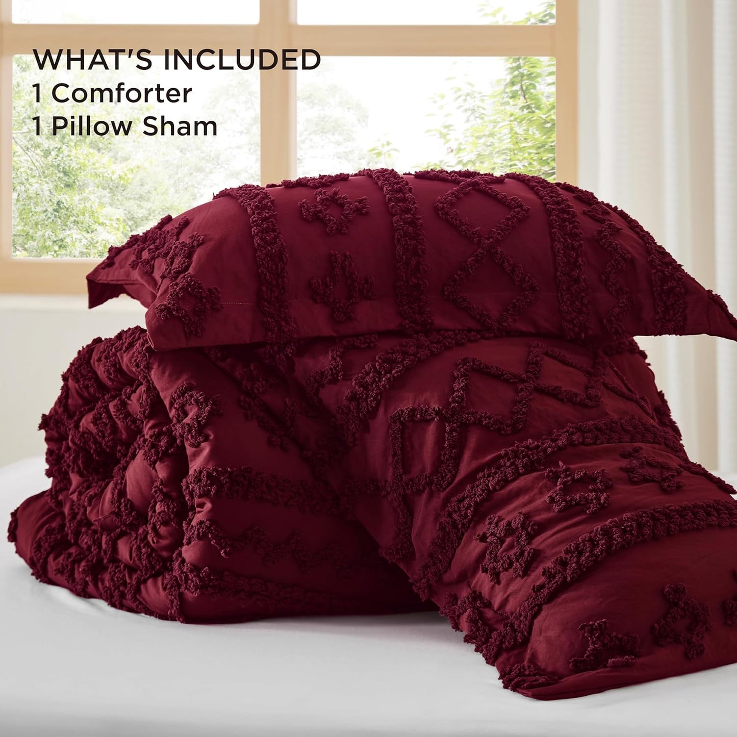 Tufted Boho Comforter Set Queen Size