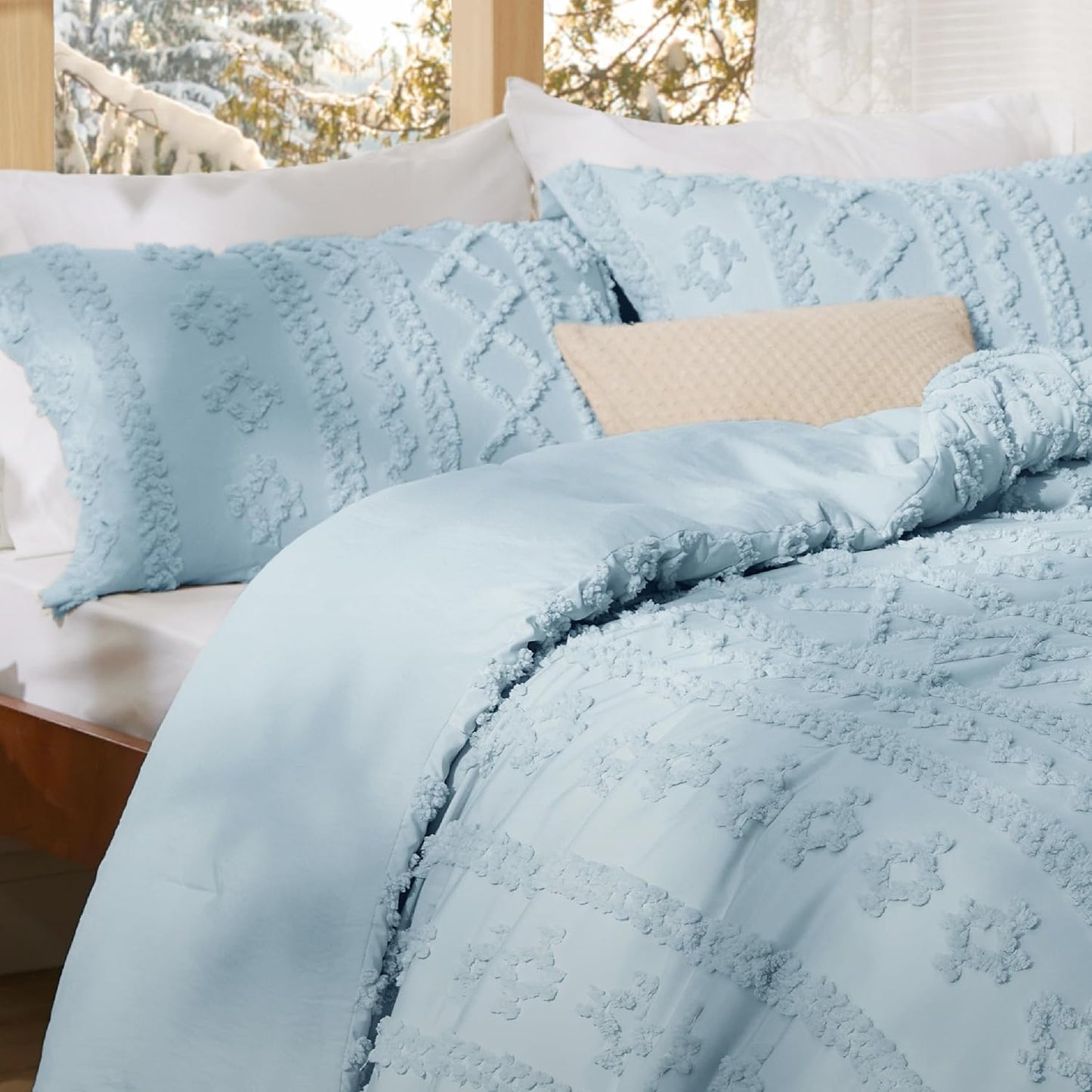 Tufted Boho Comforter Set Queen Size
