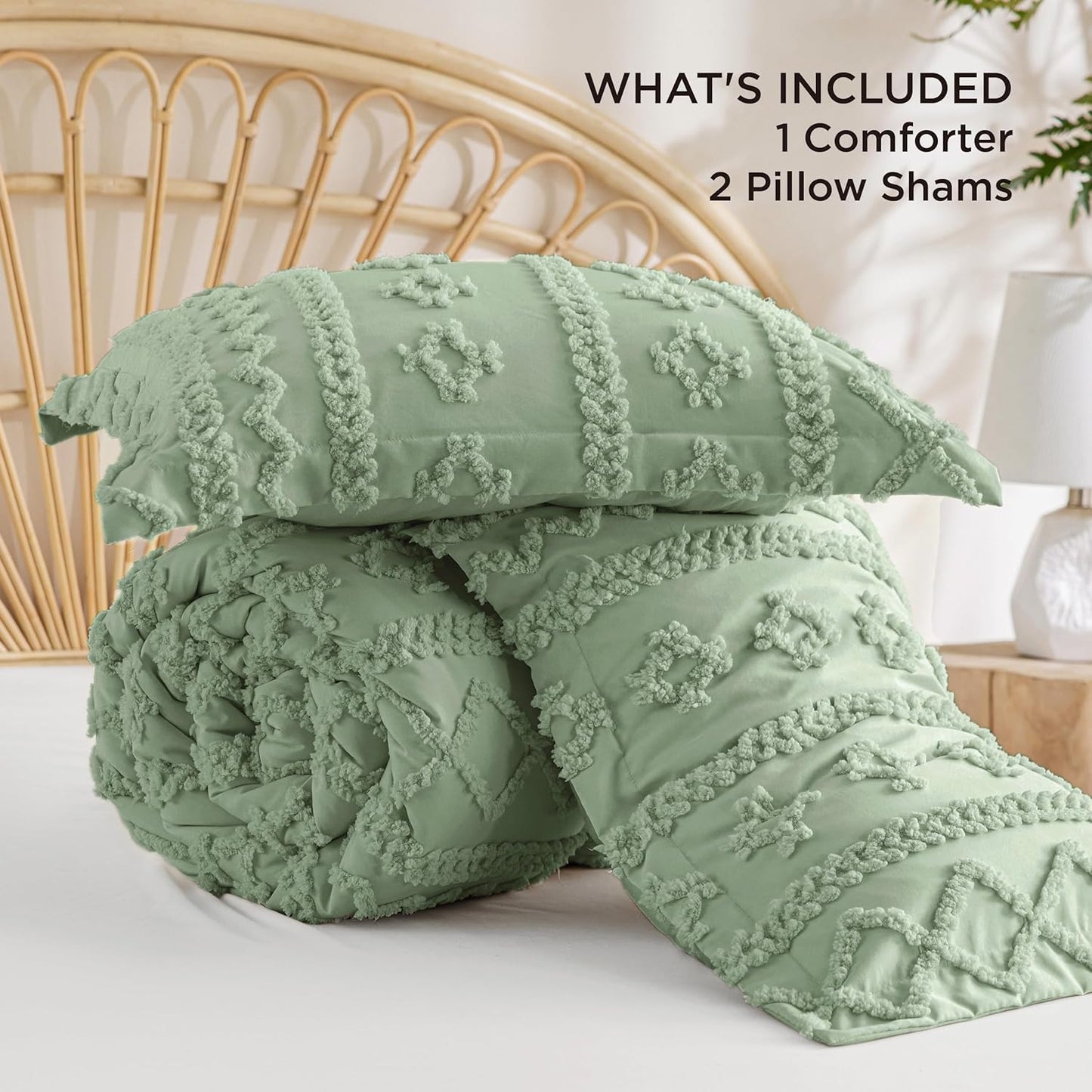 Tufted Boho Comforter Set Queen Size