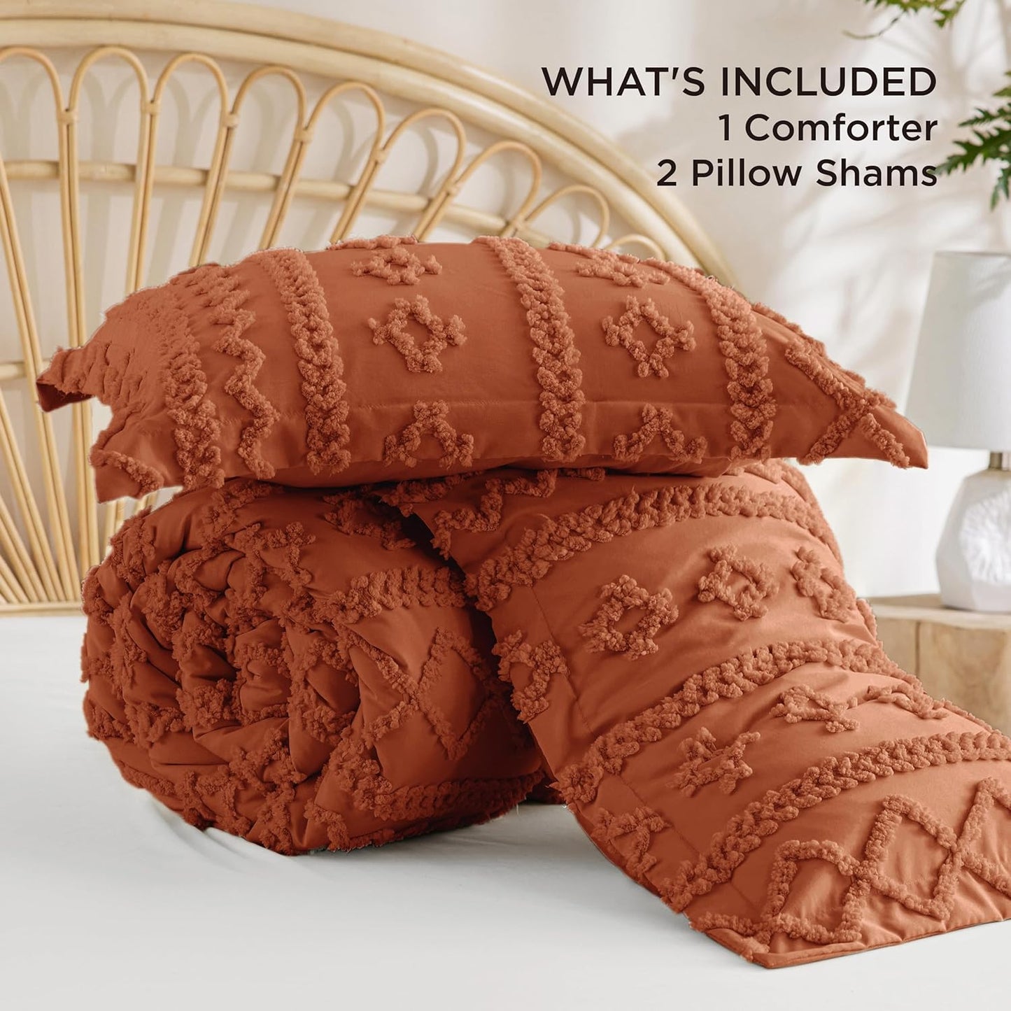 Tufted Boho Comforter Set Queen Size