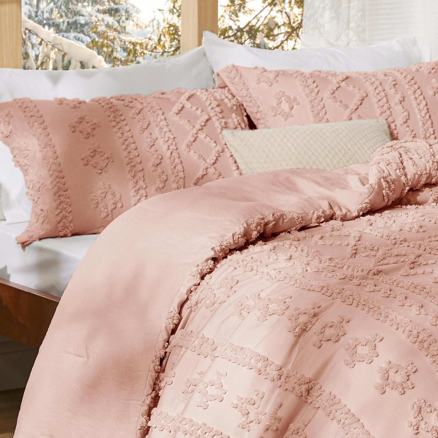 Tufted Boho Comforter Set Queen Size