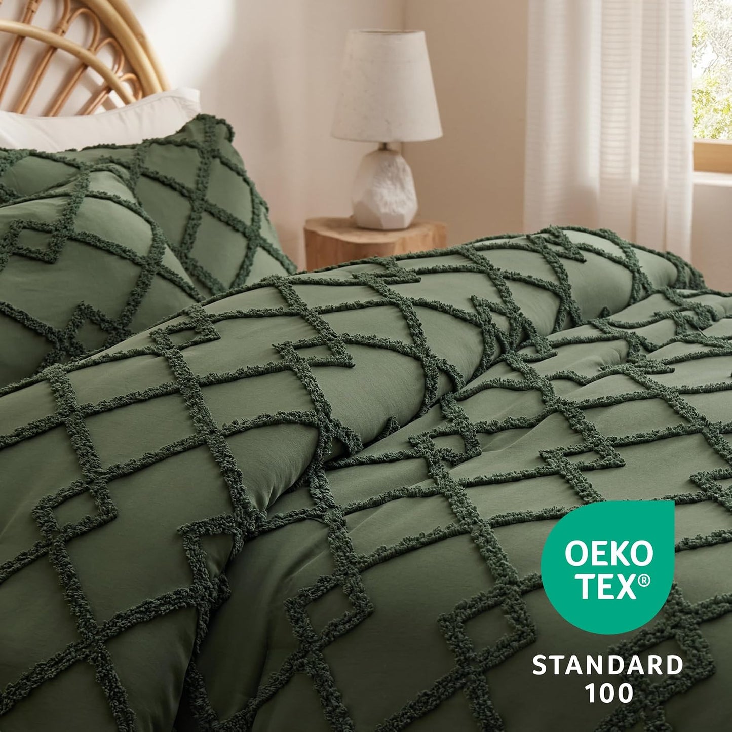 Tufted Boho Comforter Set Queen Size