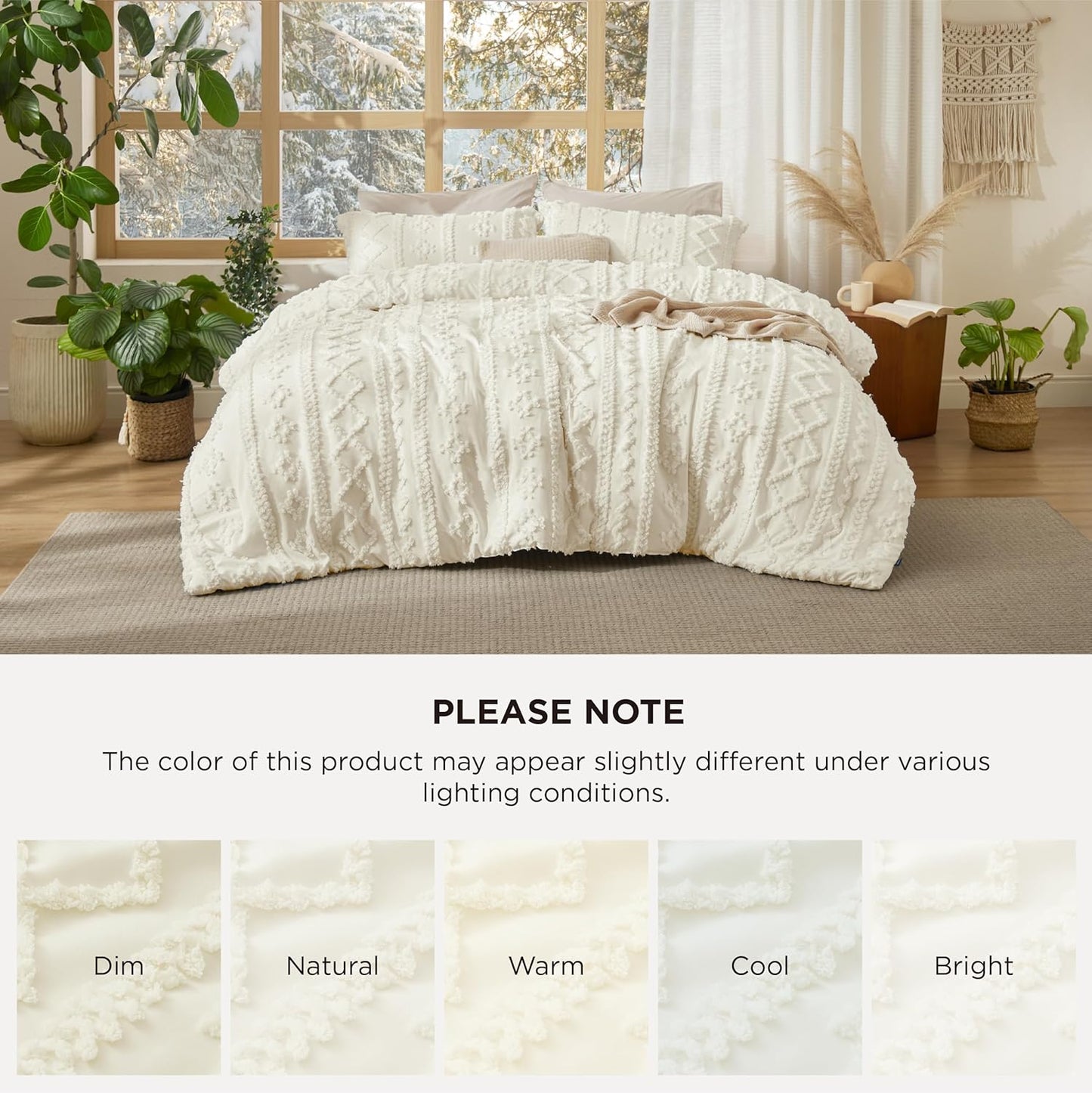 Tufted Boho Comforter Set Queen Size