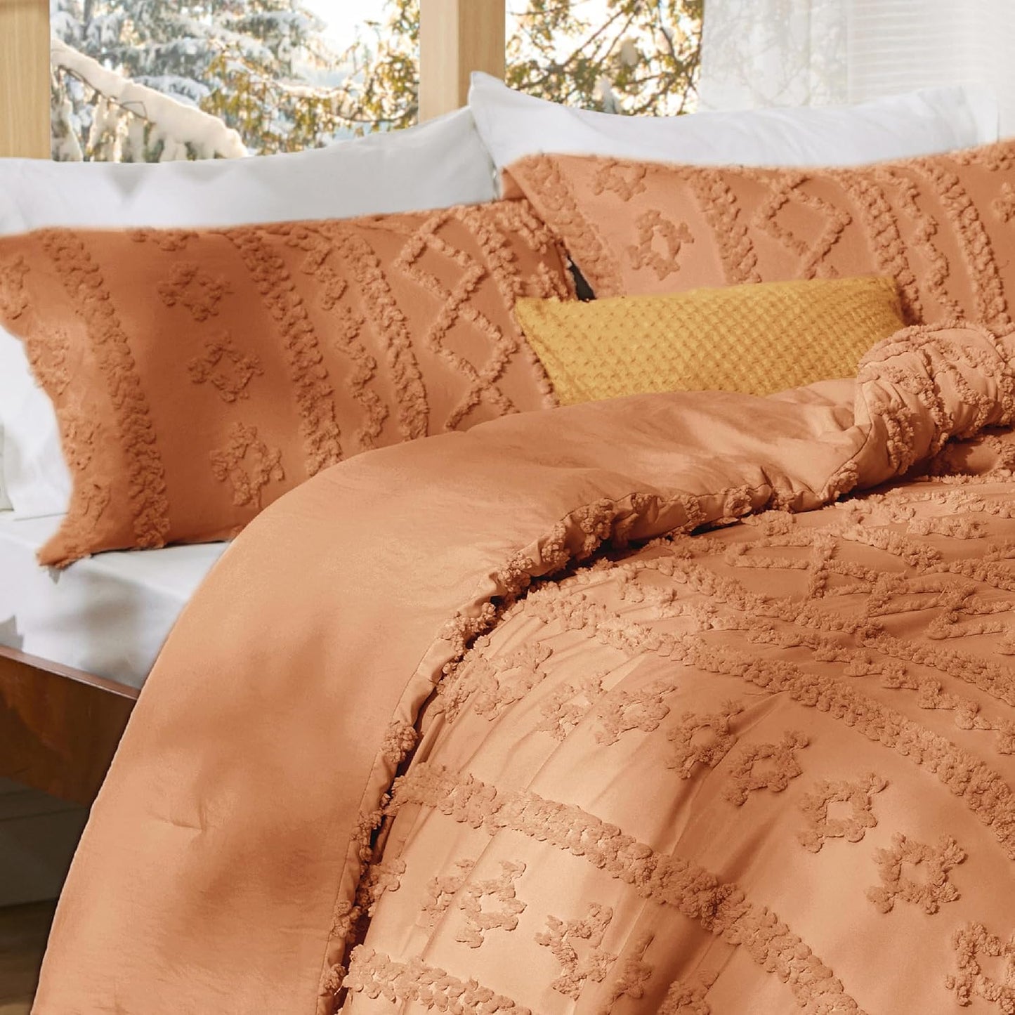 Tufted Boho Comforter Set Queen Size