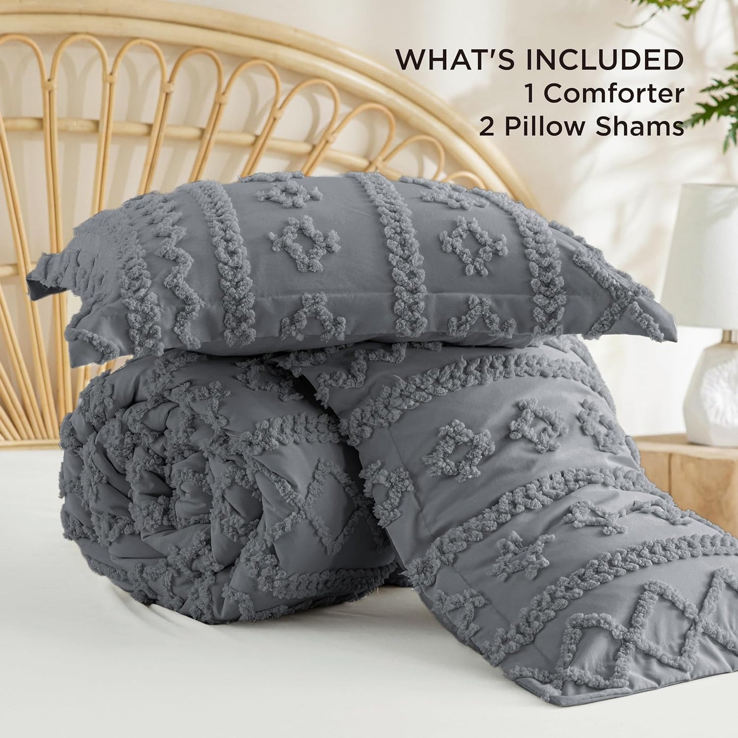 Tufted Boho Comforter Set Queen Size