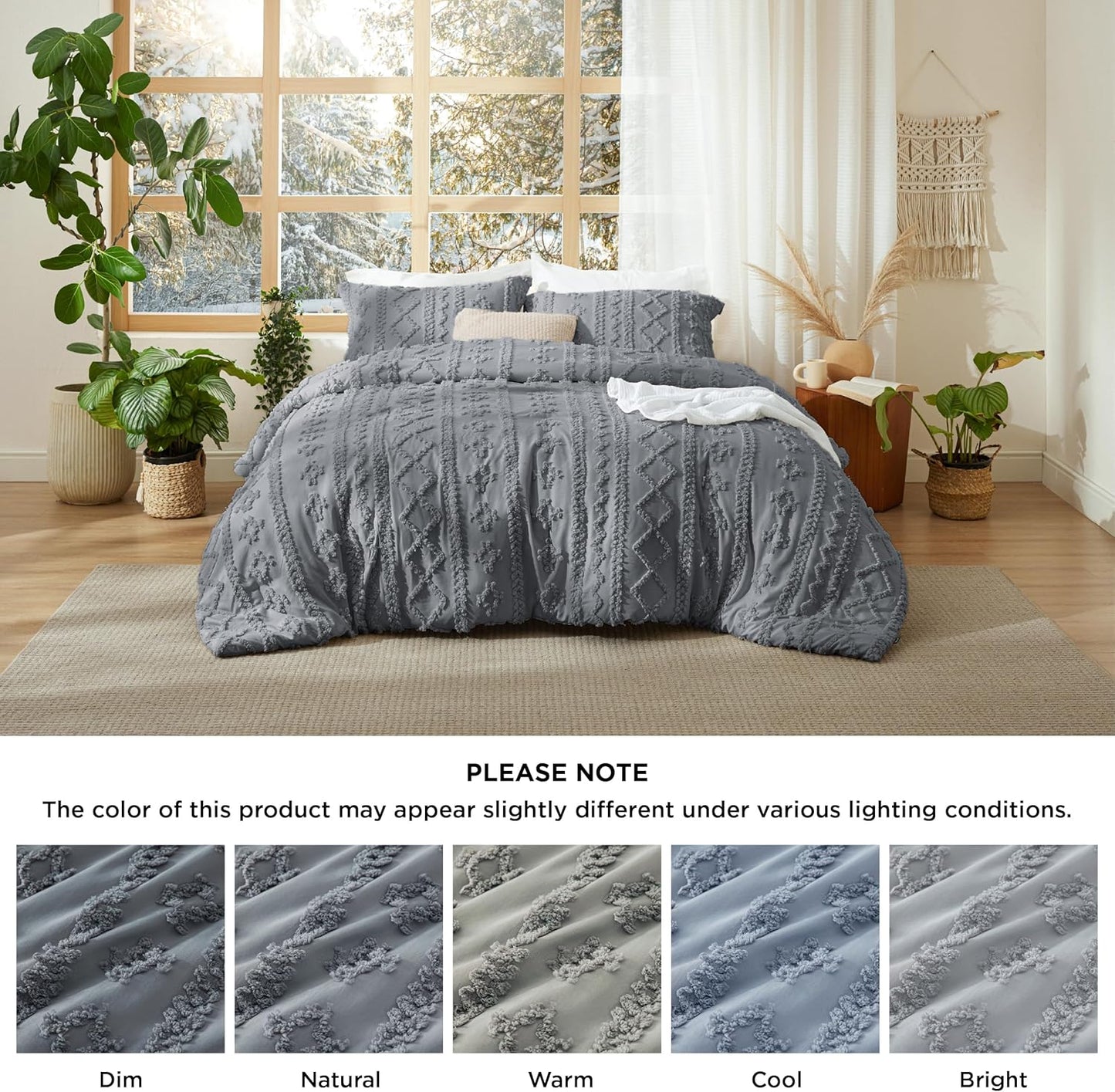 Tufted Boho Comforter Set Queen Size