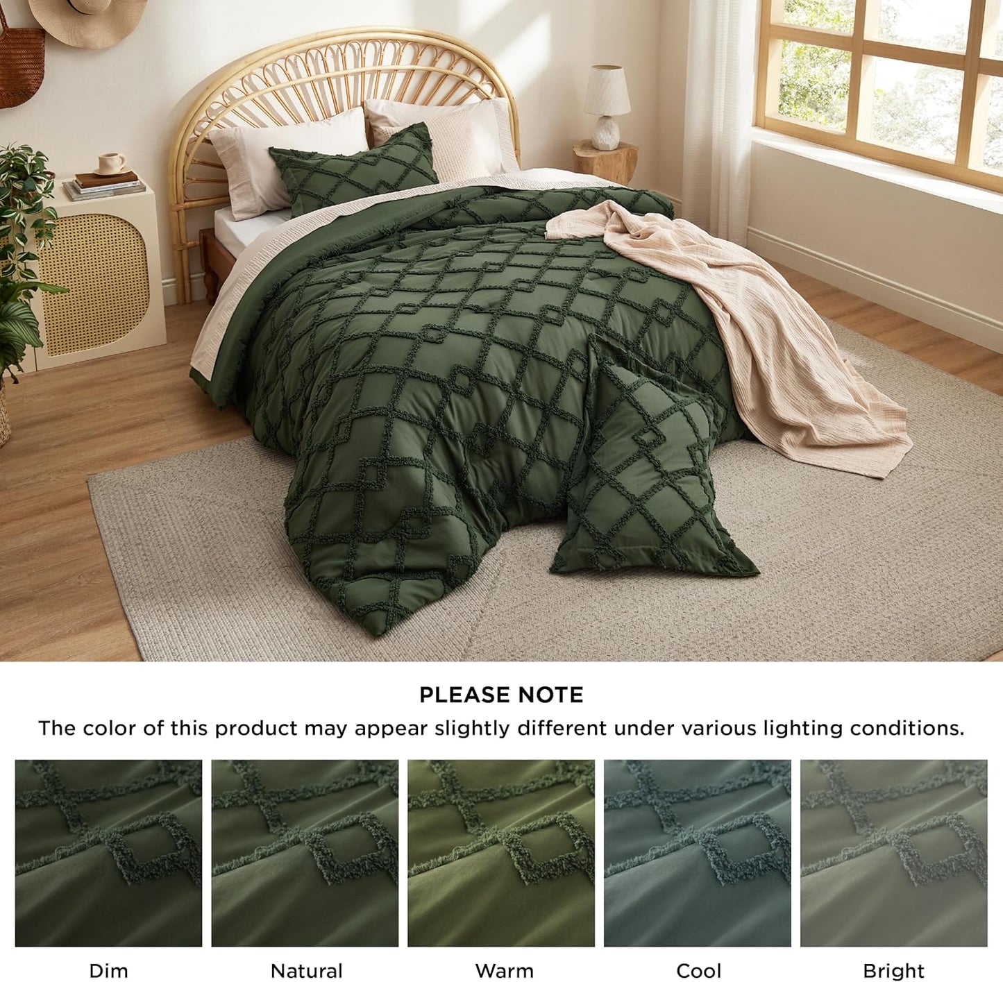 Tufted Boho Comforter Set Queen Size