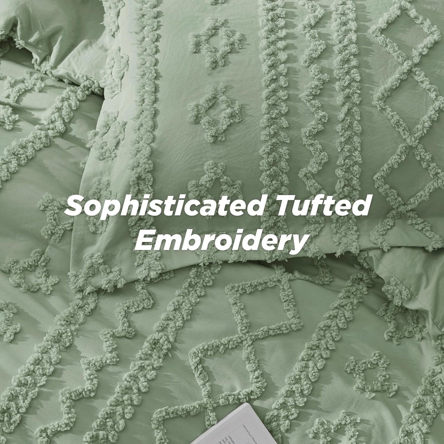 Tufted Boho Comforter Set Queen Size