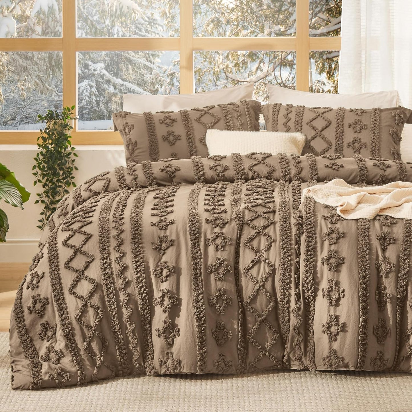 Tufted Boho Comforter Set Queen Size