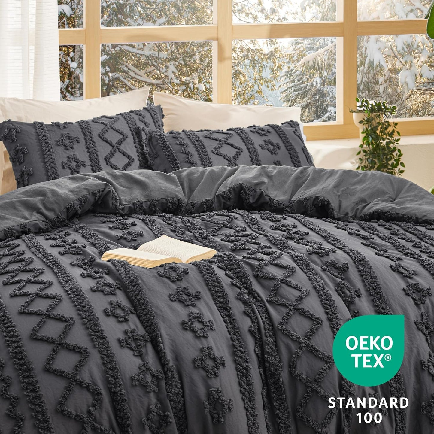 Tufted Boho Comforter Set Queen Size