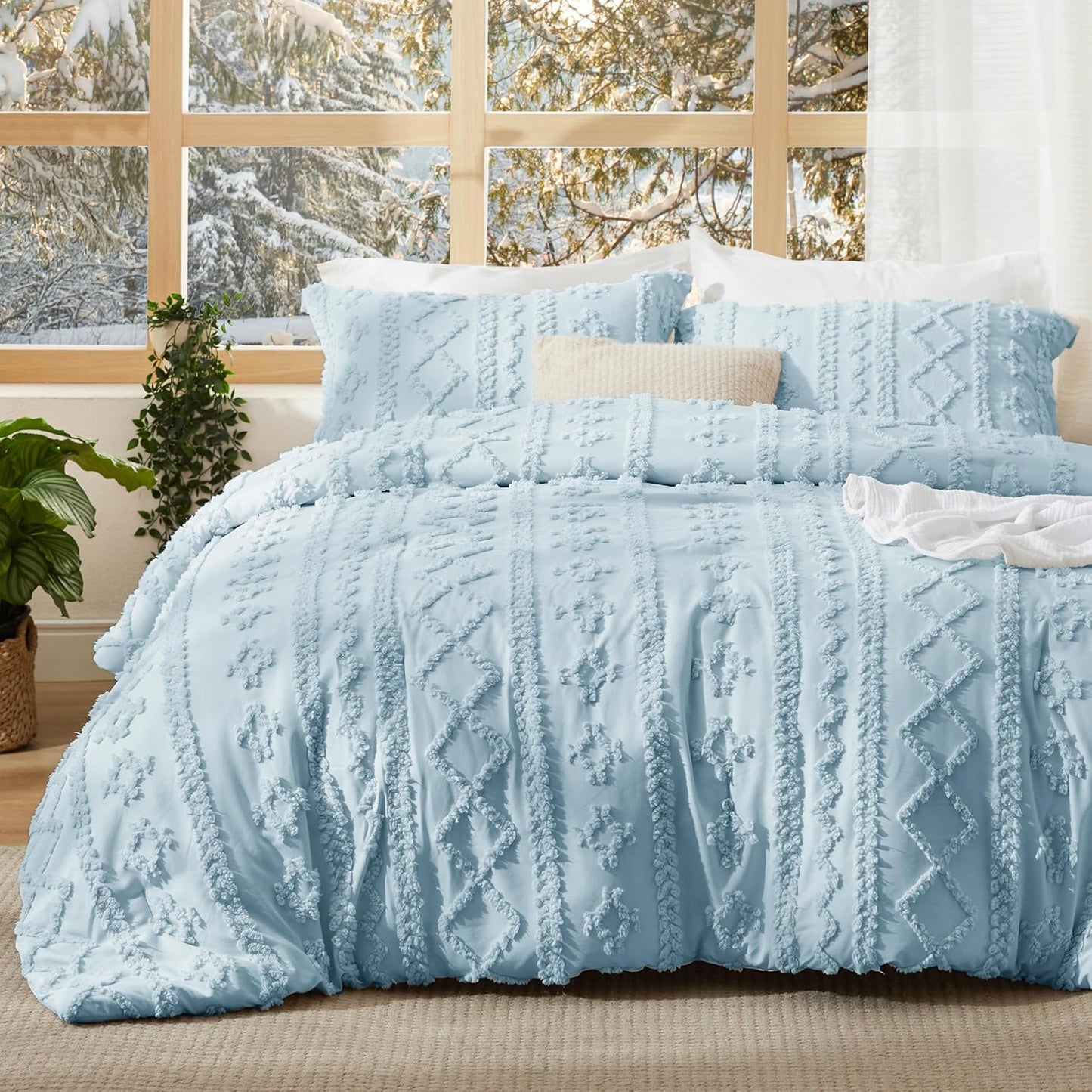 Tufted Boho Comforter Set Queen Size