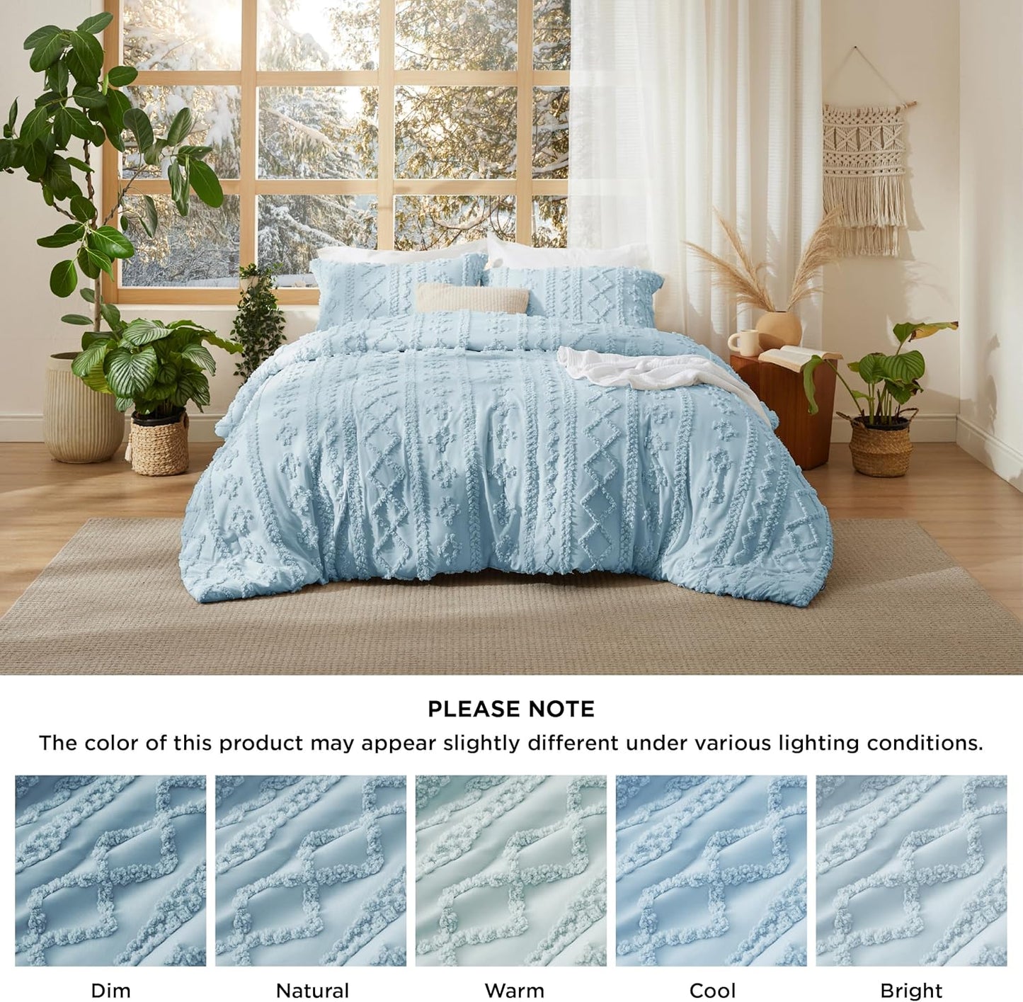 Tufted Boho Comforter Set Queen Size