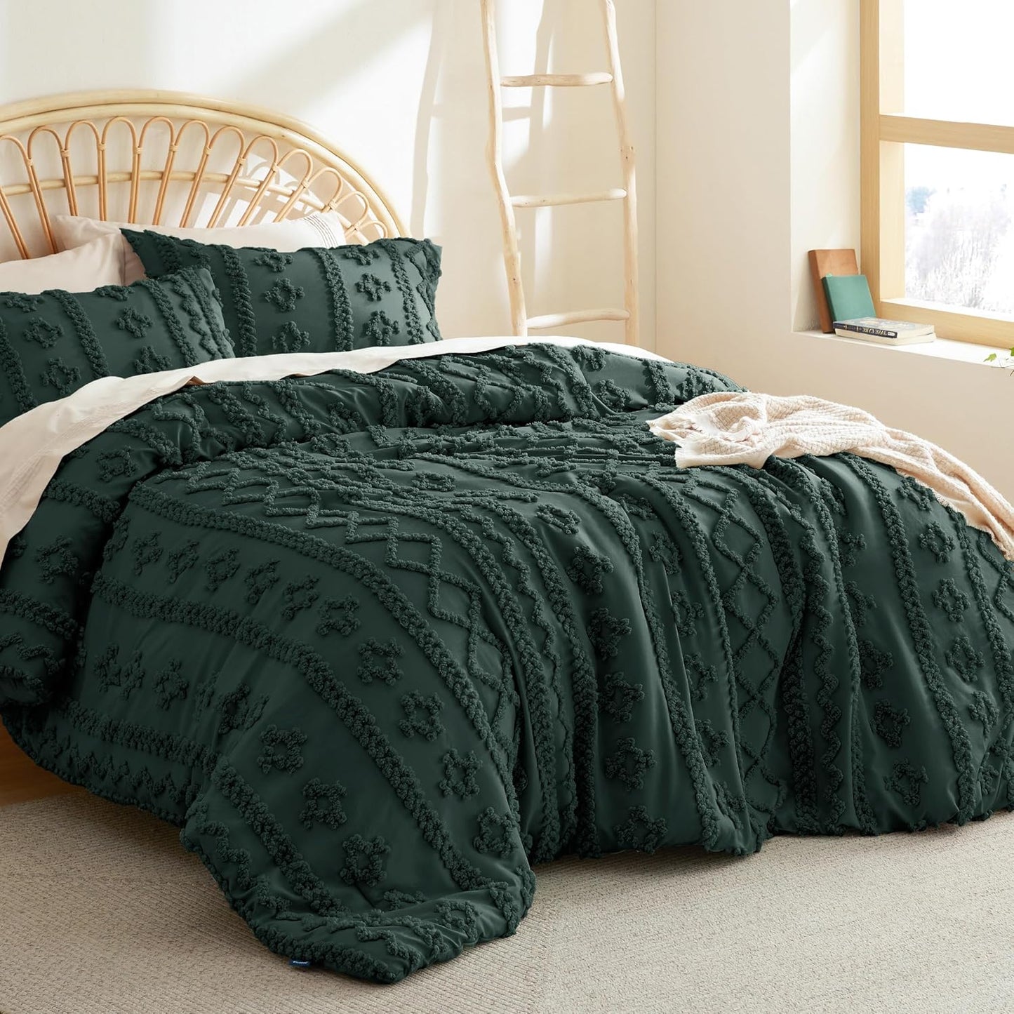 Tufted Boho Comforter Set Queen Size