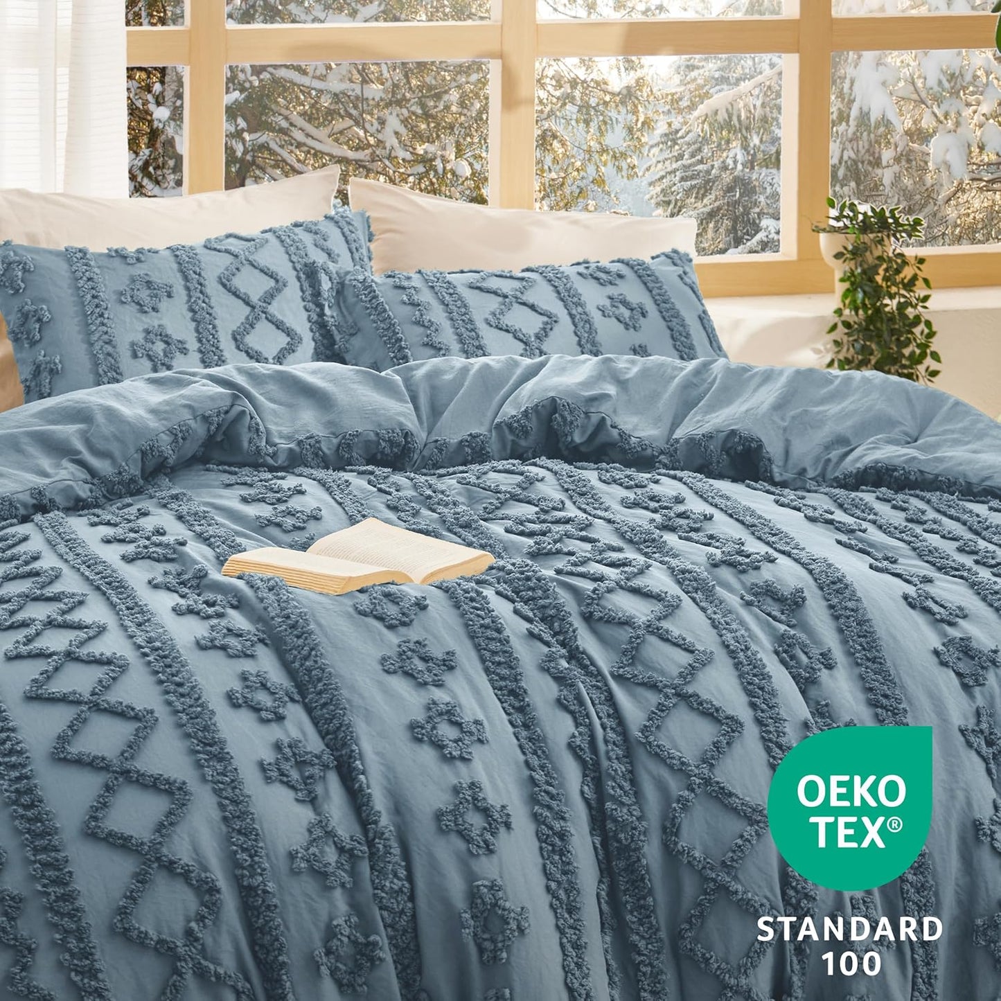 Tufted Boho Comforter Set Queen Size