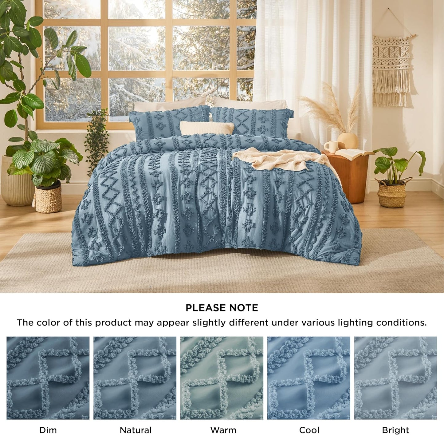 Tufted Boho Comforter Set Queen Size