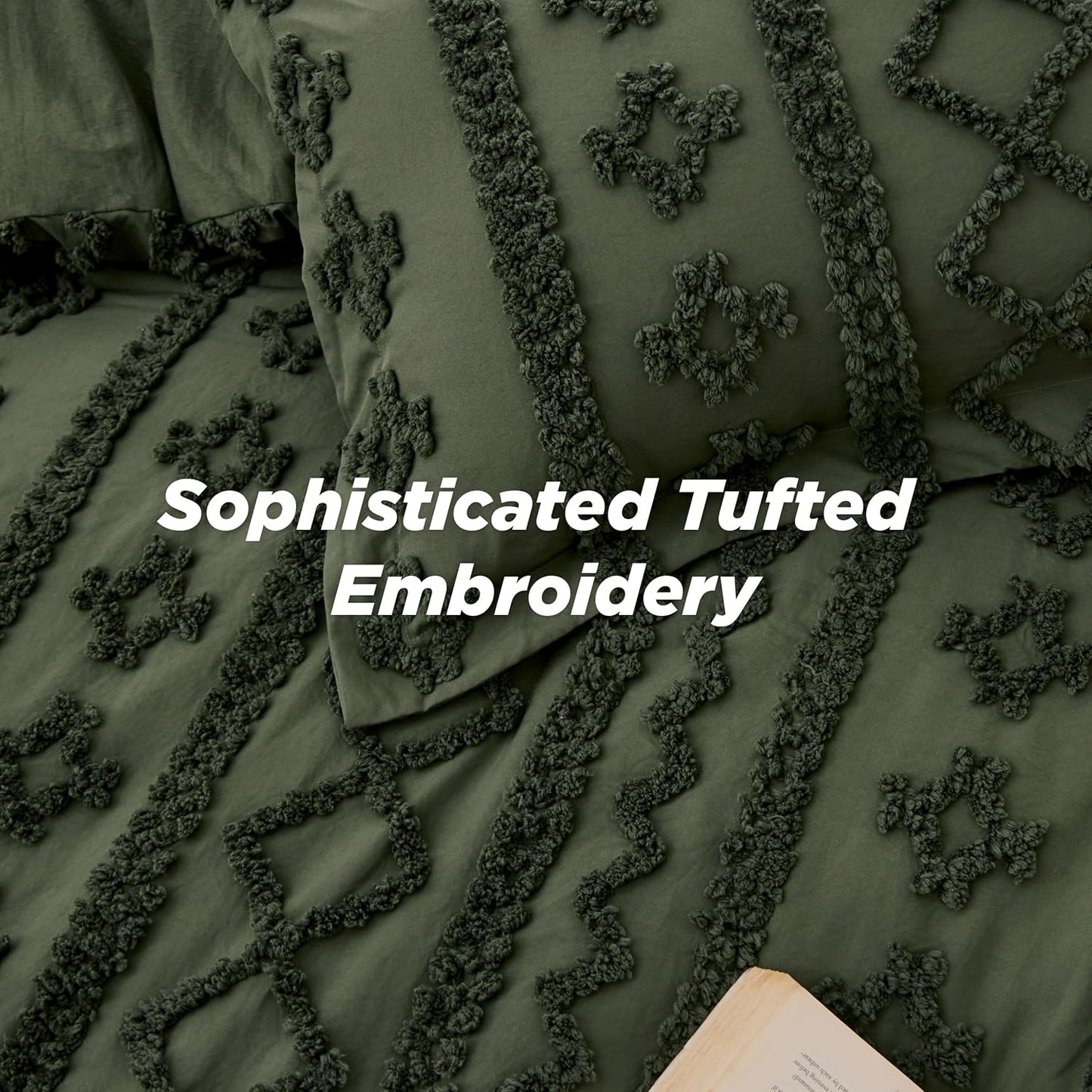Tufted Boho Comforter Set Queen Size