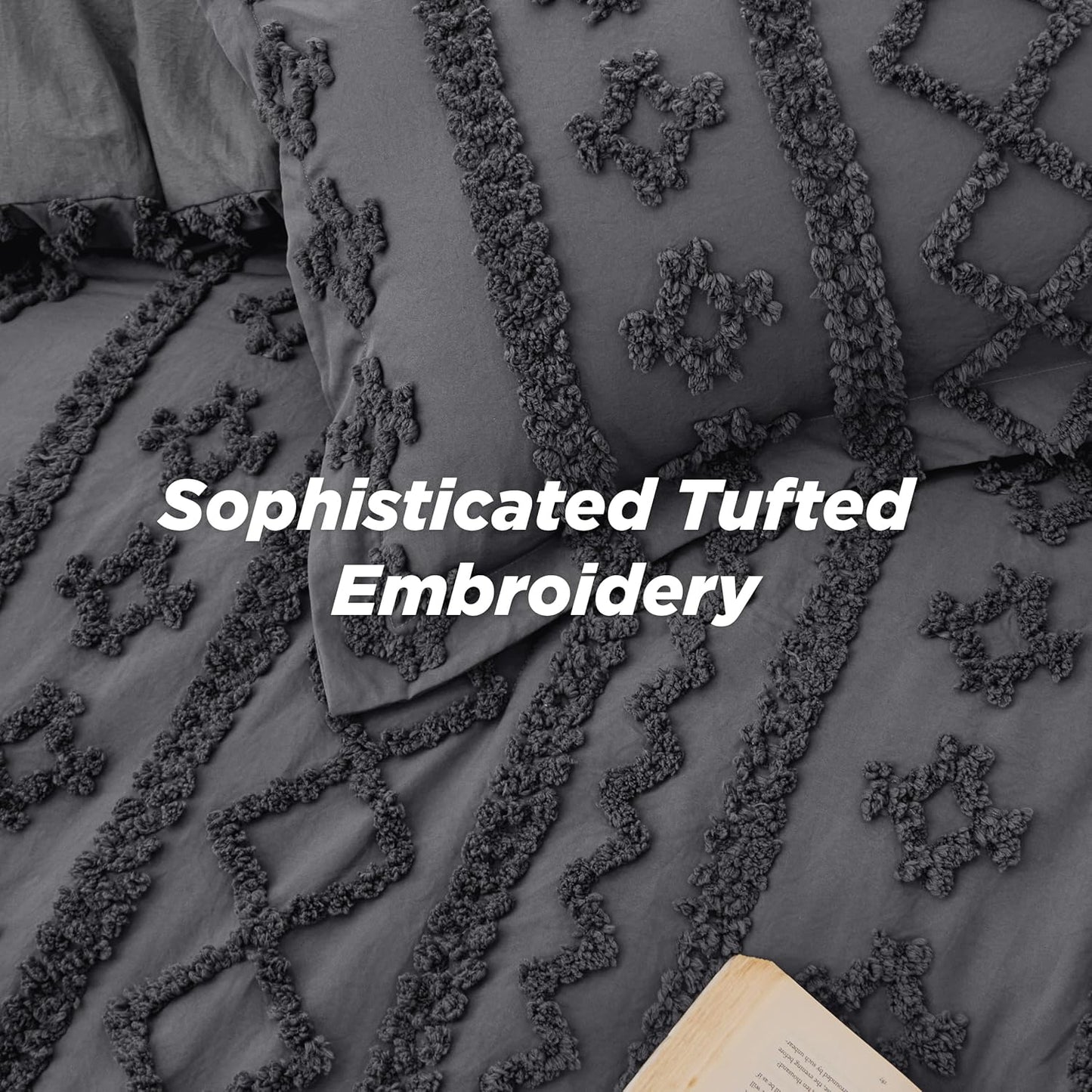 Tufted Boho Comforter Set Queen Size