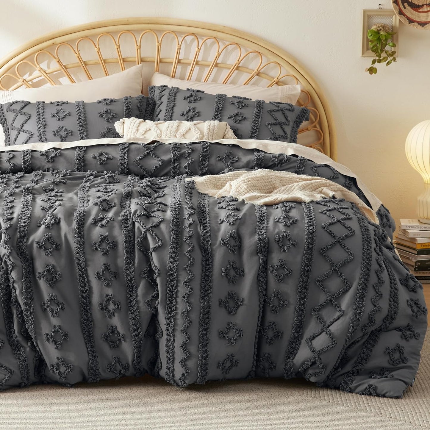 Tufted Boho Comforter Set Queen Size