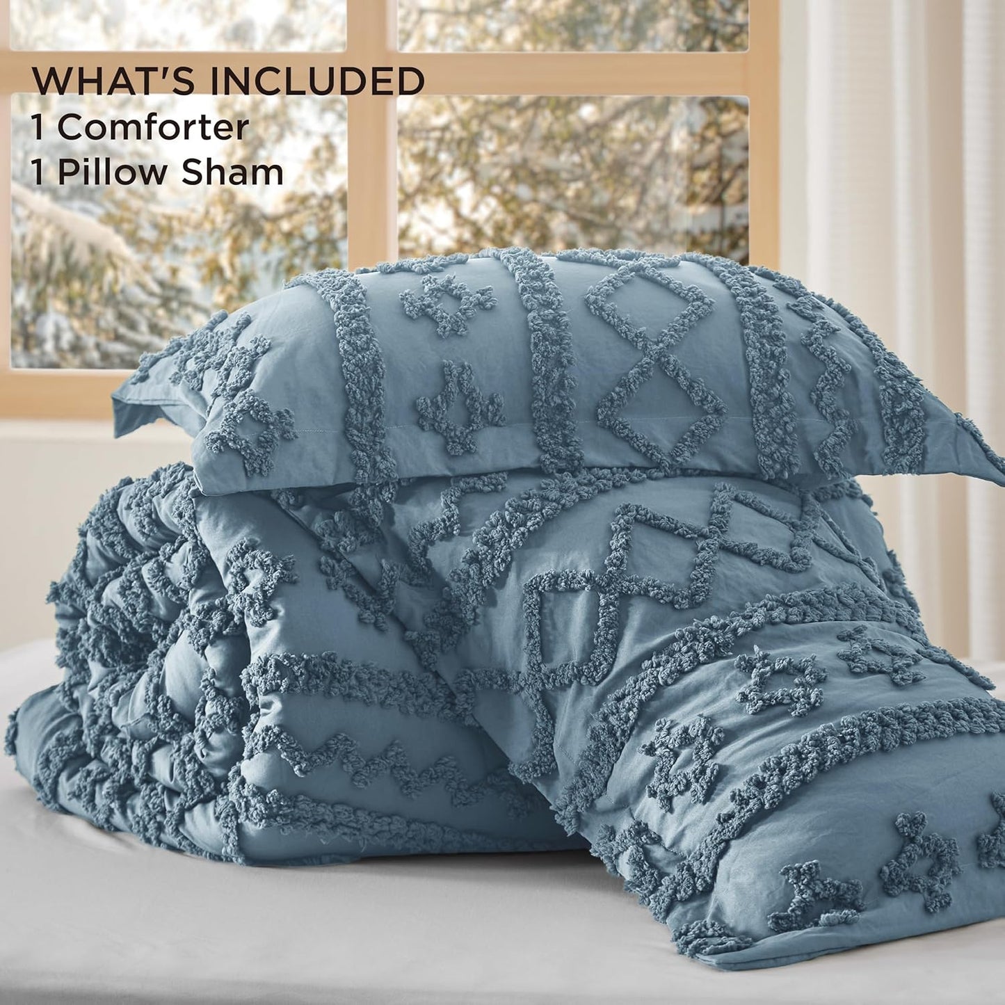 Tufted Boho Comforter Set Queen Size