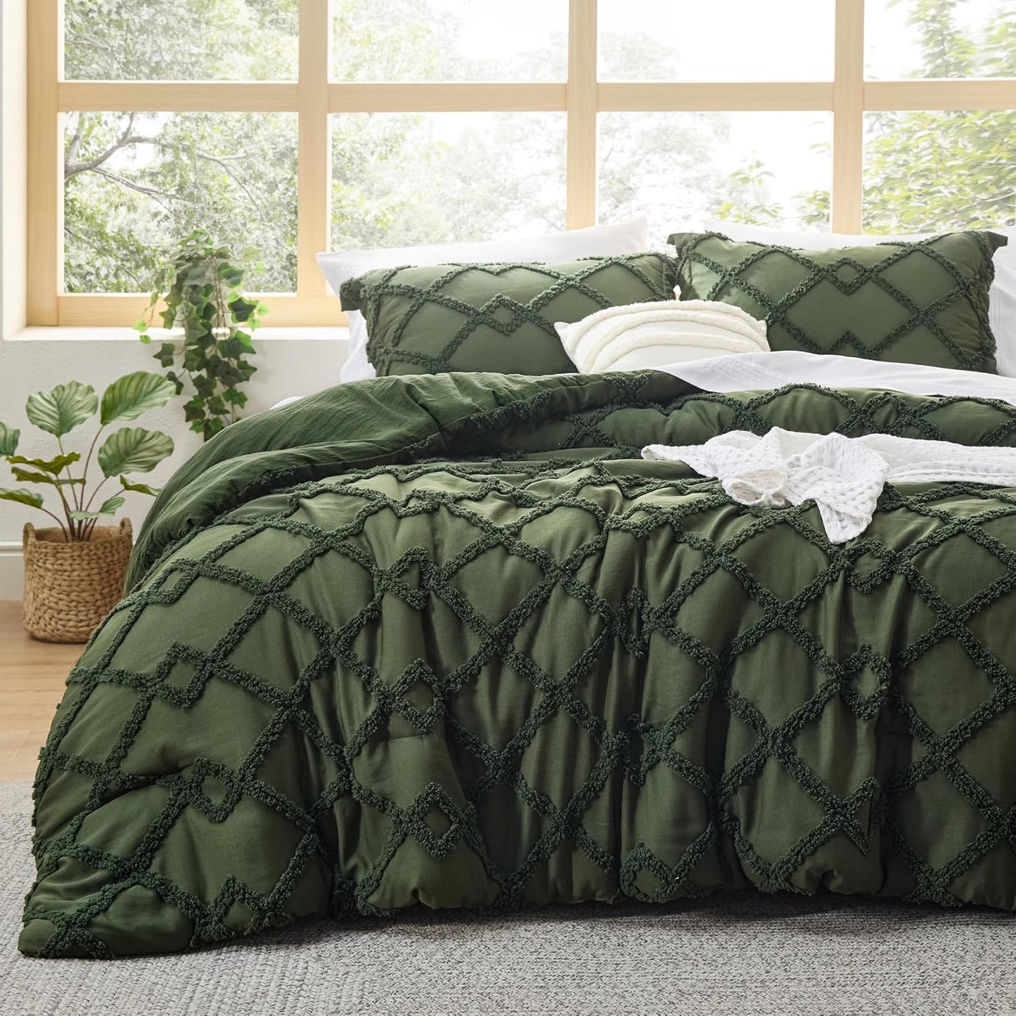 Tufted Boho Comforter Set Queen Size