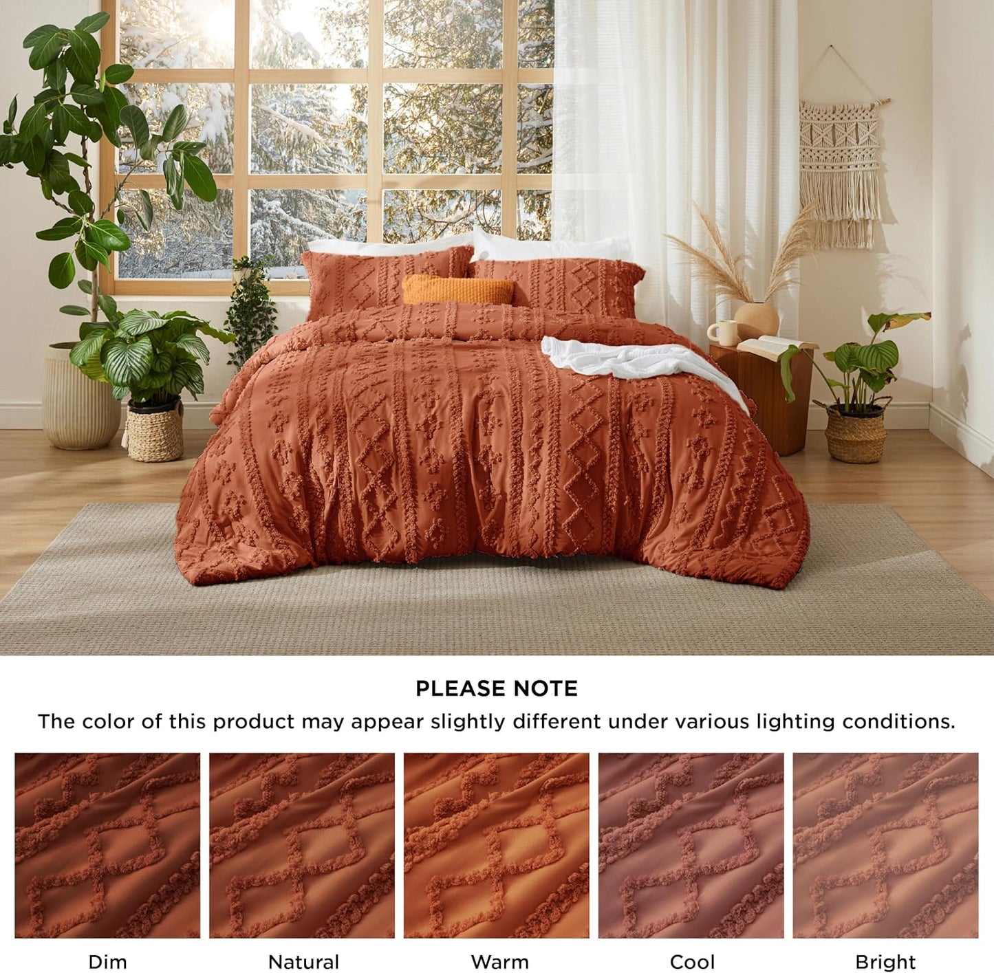 Tufted Boho Comforter Set Queen Size