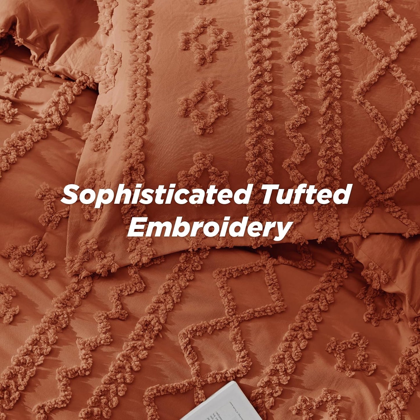 Tufted Boho Comforter Set Queen Size