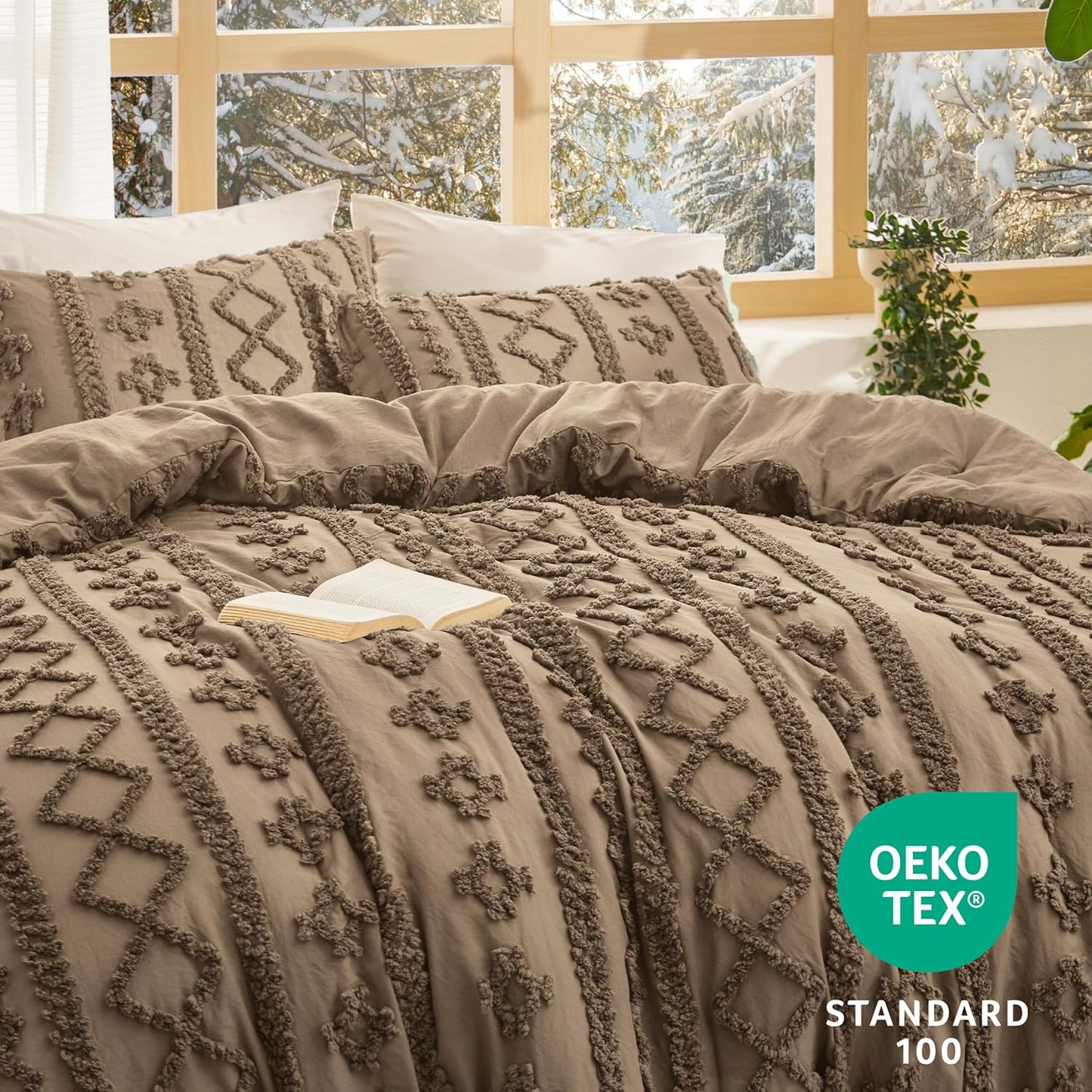 Tufted Boho Comforter Set Queen Size