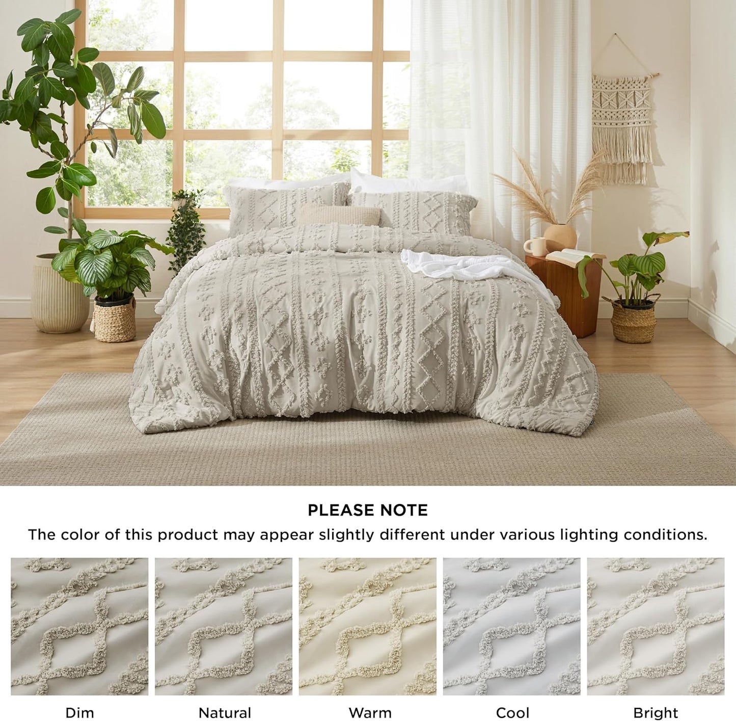 Tufted Boho Comforter Set Queen Size