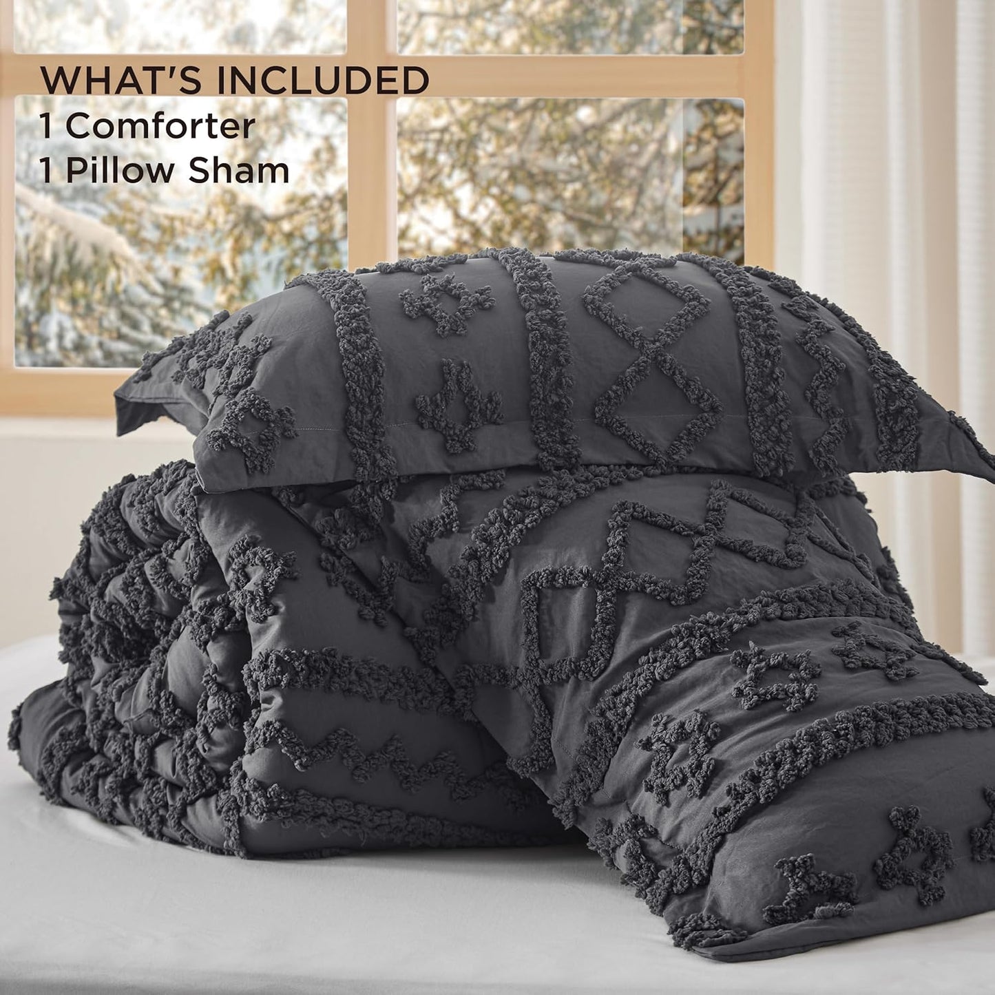 Tufted Boho Comforter Set Queen Size