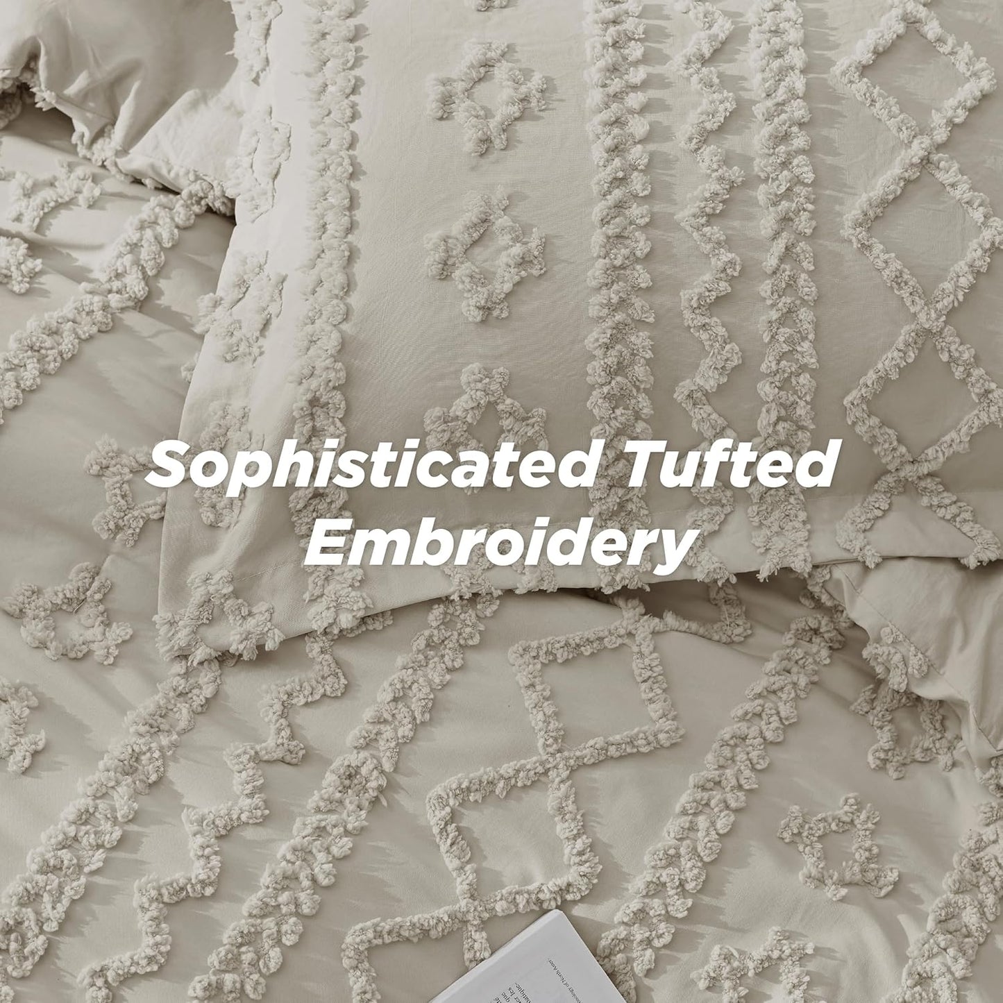 Tufted Boho Comforter Set Queen Size