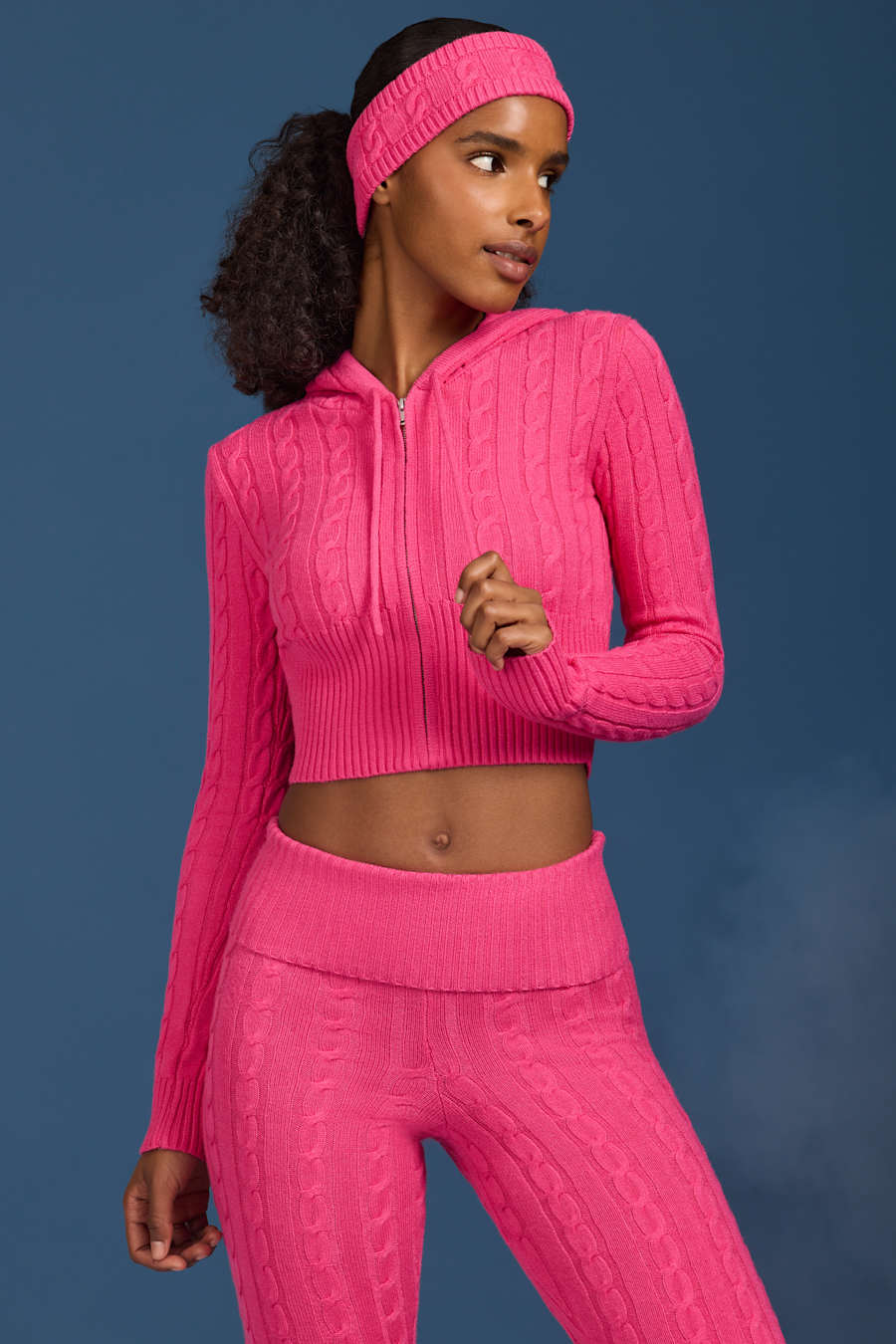 Cable-Knit Zip-Up Hoodie