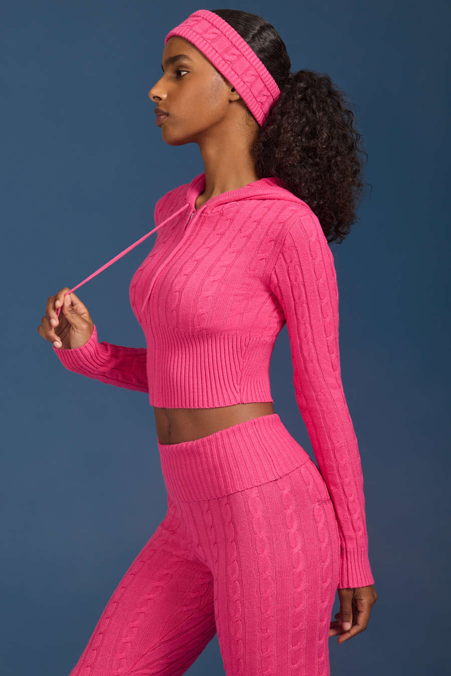 Cable-Knit Zip-Up Hoodie