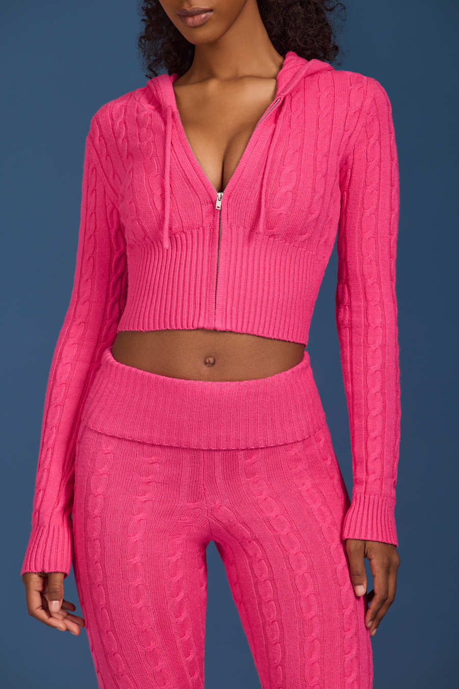 Cable-Knit Zip-Up Hoodie