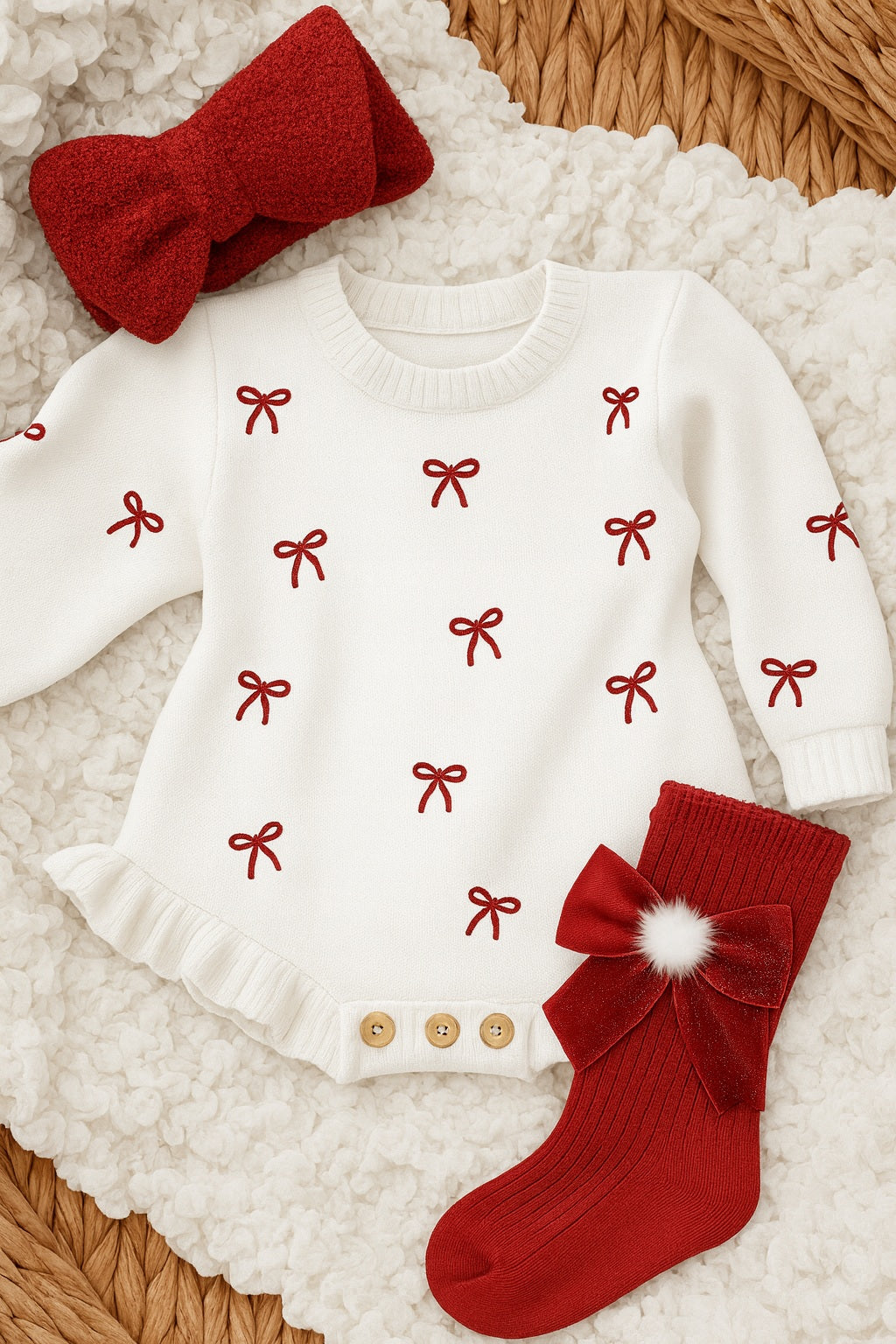 Festive Bow Romper Set