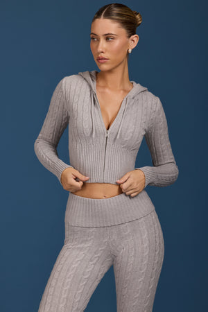 Cable-Knit Zip-Up Hoodie