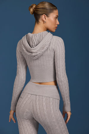 Cable-Knit Zip-Up Hoodie