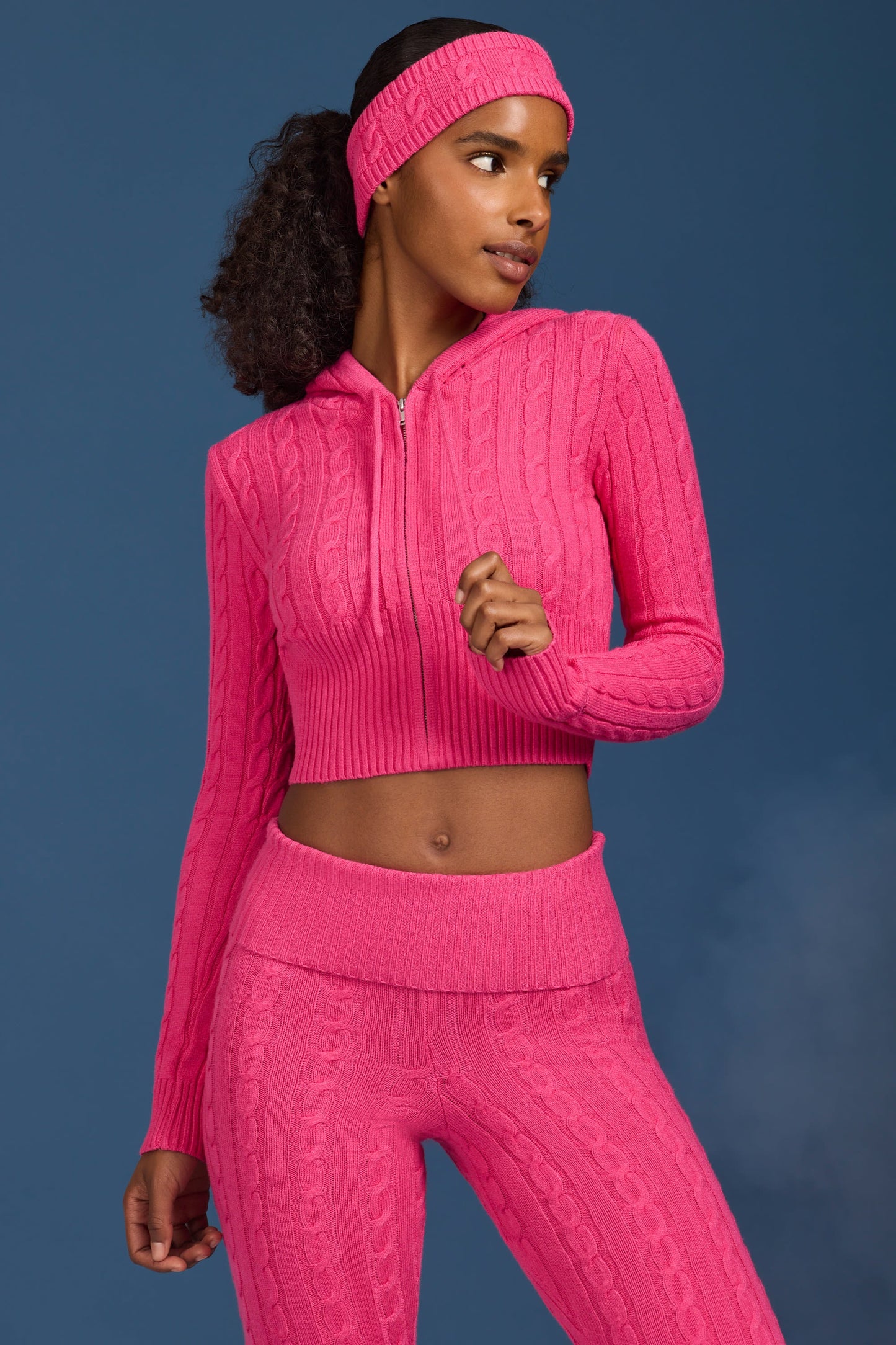 Cable-Knit Zip-Up Hoodie