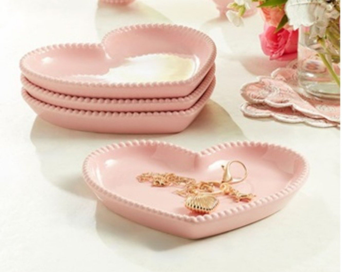 (4) Marbella Petite Coffee Mugs & (4) Heart Appetizer Plates.