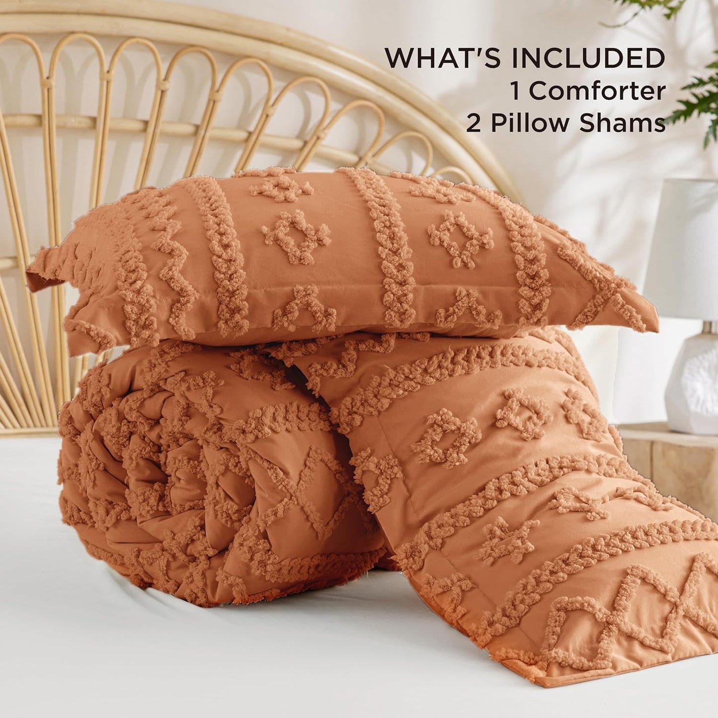 Tufted Boho Comforter Set Queen Size