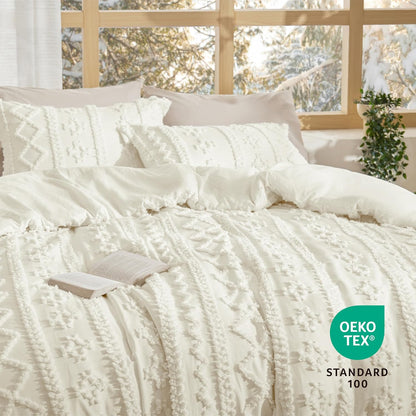Tufted Boho Comforter Set Queen Size