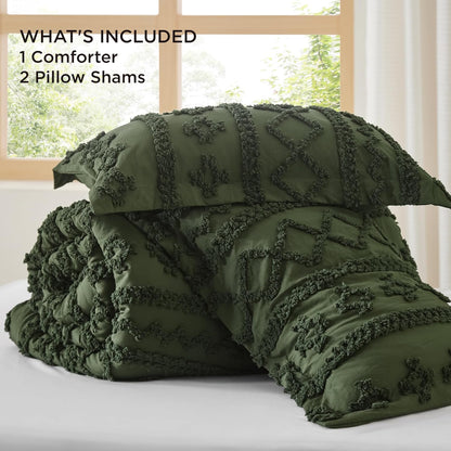 Tufted Boho Comforter Set Queen Size