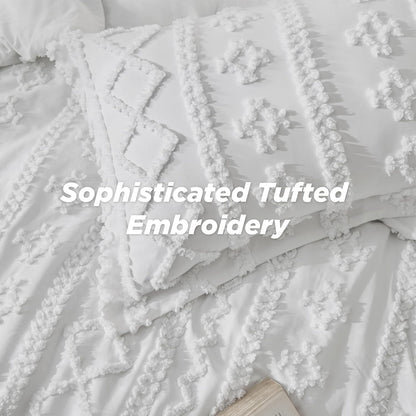 Tufted Boho Comforter Set Queen Size