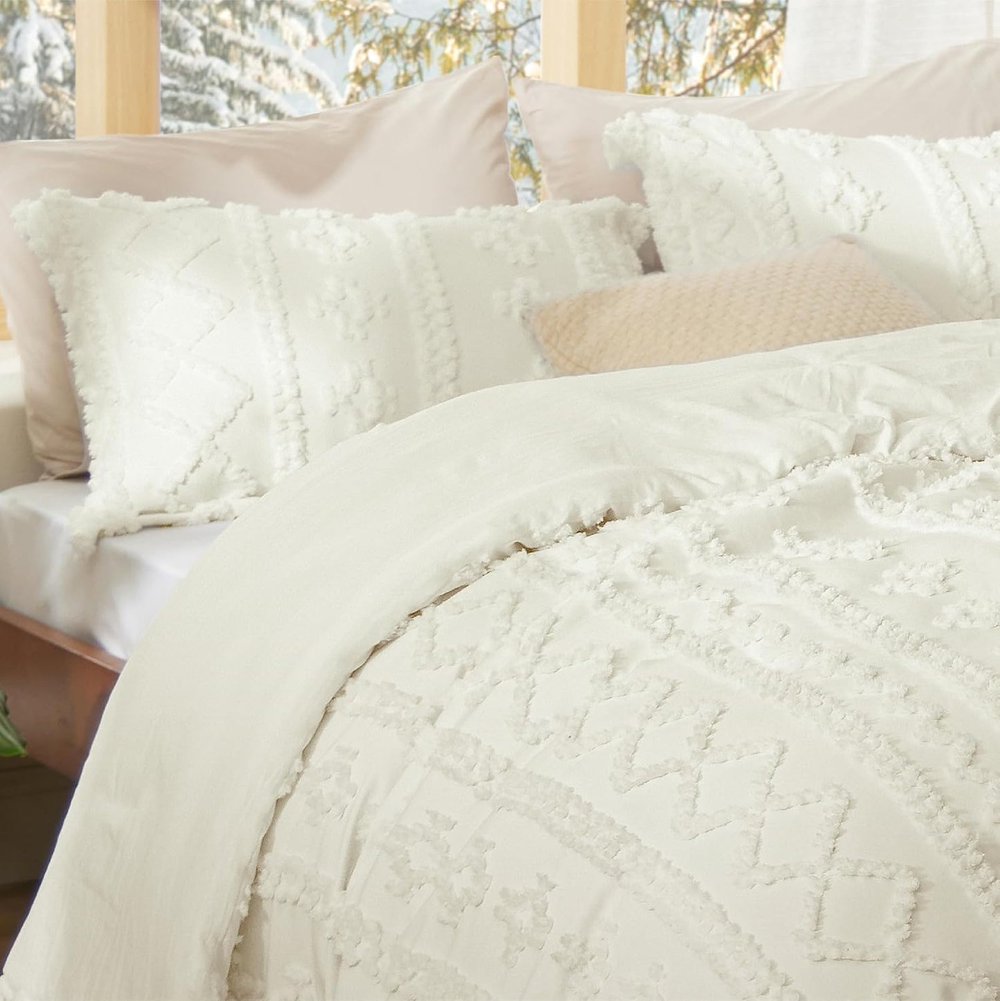 Tufted Boho Comforter Set Queen Size