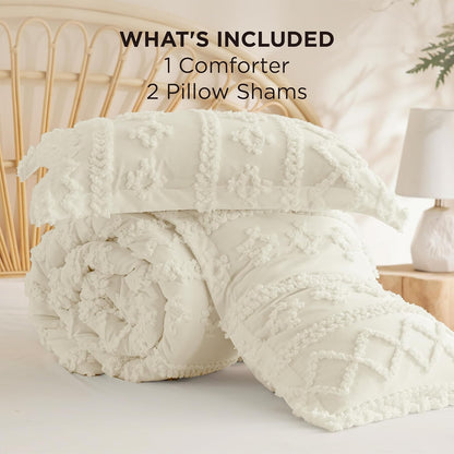 Tufted Boho Comforter Set Queen Size