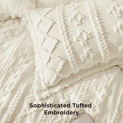 Tufted Boho Comforter Set Queen Size