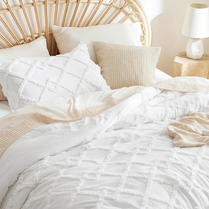 Tufted Boho Comforter Set Queen Size