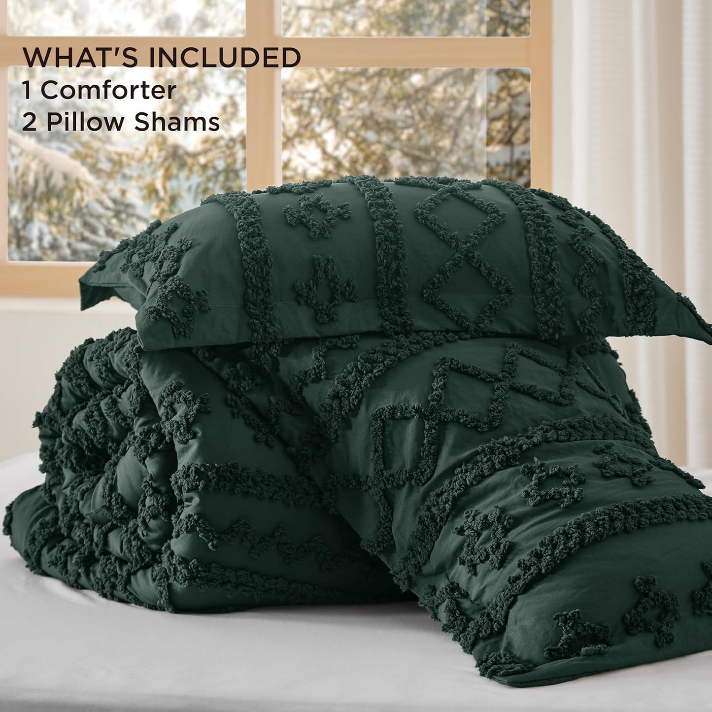 Tufted Boho Comforter Set Queen Size