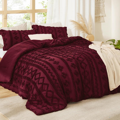 Tufted Boho Comforter Set Queen Size
